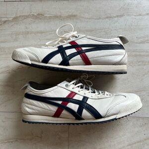 Onitsuka Tiger by Asics White Sneakers with Red and Blue Accents